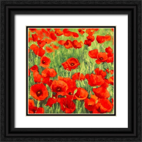Poppies Black Ornate Wood Framed Art Print with Double Matting by Mei, Silvia