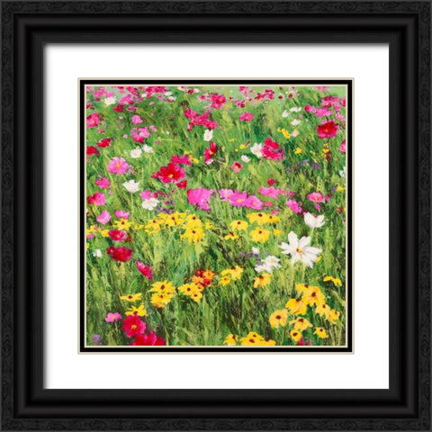 Country Flowers Black Ornate Wood Framed Art Print with Double Matting by Mei, Silvia