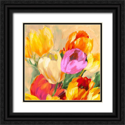 Colorful Tulips I Black Ornate Wood Framed Art Print with Double Matting by Stone, Jim