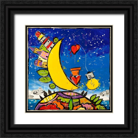 Guarda che luna guarda che amare Black Ornate Wood Framed Art Print with Double Matting by Wallas