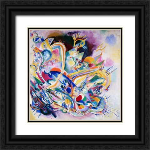 Improvisation Painting Black Ornate Wood Framed Art Print with Double Matting by Kandinsky, Wassily
