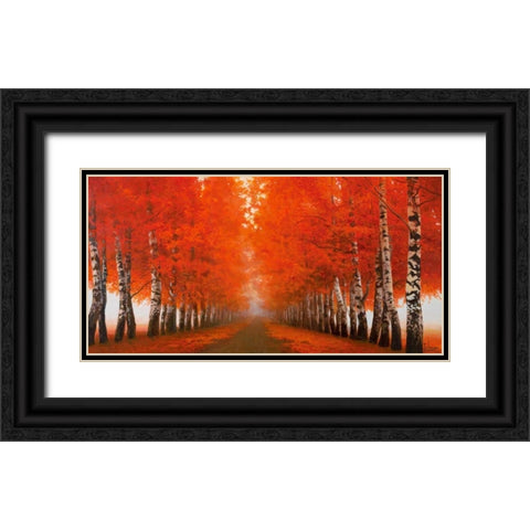 Viale di betulle Black Ornate Wood Framed Art Print with Double Matting by Galasso, Adriano