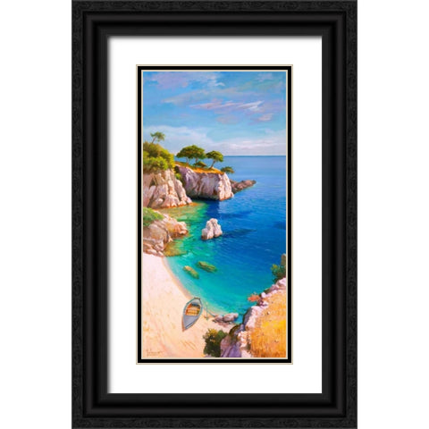 Caletta nel sole Black Ornate Wood Framed Art Print with Double Matting by Galasso, Adriano