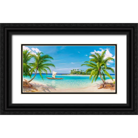 Baia tropicale Black Ornate Wood Framed Art Print with Double Matting by Galasso, Adriano