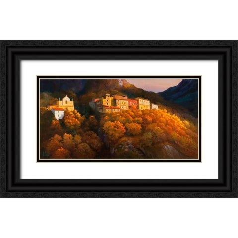 Paese sul monte Black Ornate Wood Framed Art Print with Double Matting by Galasso, Adriano