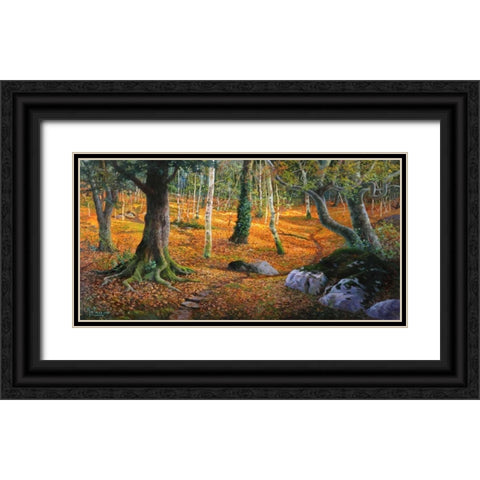 Sottobosco Black Ornate Wood Framed Art Print with Double Matting by Galasso, Adriano