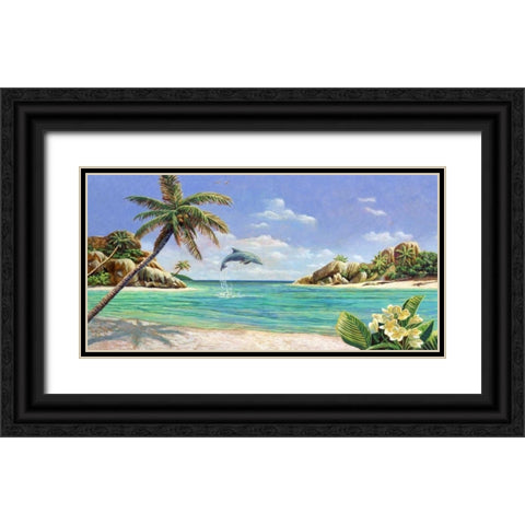Seychelles Black Ornate Wood Framed Art Print with Double Matting by Del Missier, Andrea