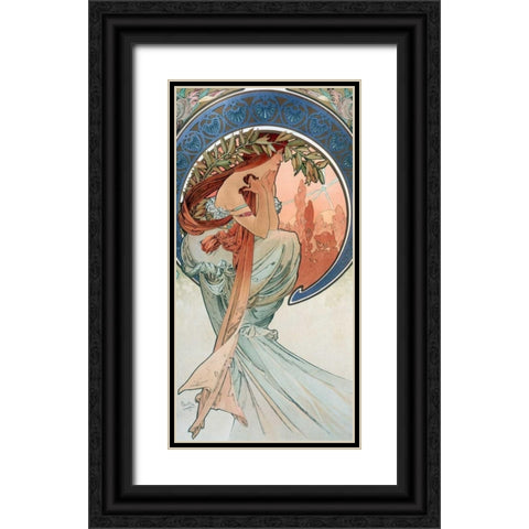La-poesie Black Ornate Wood Framed Art Print with Double Matting by Mucha, Alphonse