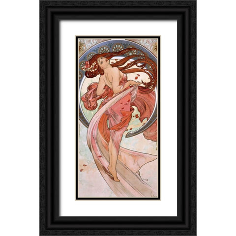 La-danse Black Ornate Wood Framed Art Print with Double Matting by Mucha, Alphonse
