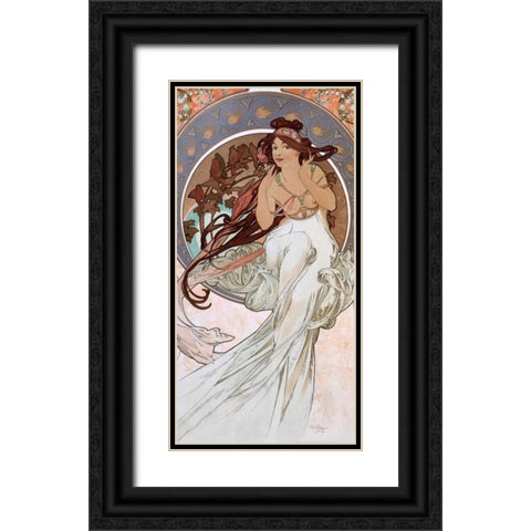 La-musique Black Ornate Wood Framed Art Print with Double Matting by Mucha, Alphonse