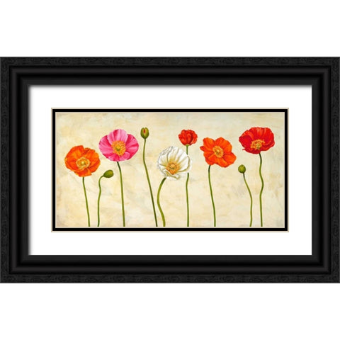 Coquelicots Black Ornate Wood Framed Art Print with Double Matting by Ann, Cynthia