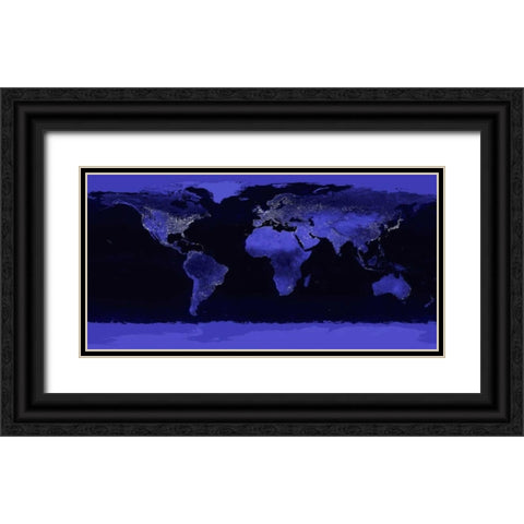 Earth at Night  Black Ornate Wood Framed Art Print with Double Matting by Nasa