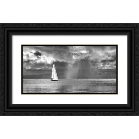 Sailing on a Silver Sea (BW) Black Ornate Wood Framed Art Print with Double Matting by Pangea Images