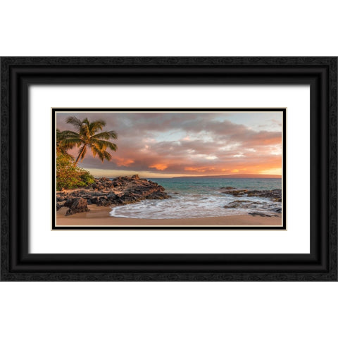 Sunset on a Tropical Beach Black Ornate Wood Framed Art Print with Double Matting by Pangea Images