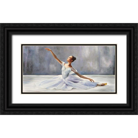 Ballerina Black Ornate Wood Framed Art Print with Double Matting by Benson, Pierre
