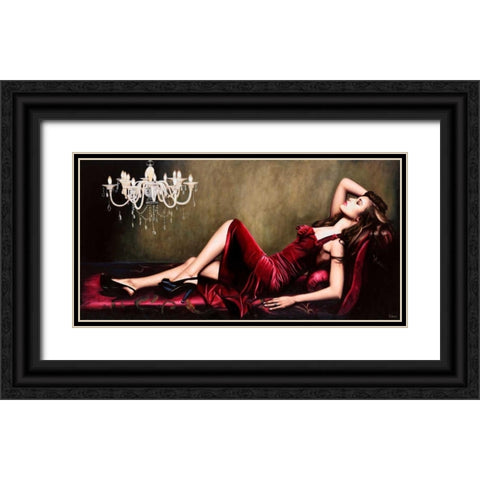 Red Velvet Black Ornate Wood Framed Art Print with Double Matting by Benson, Pierre