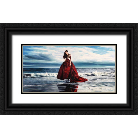 On the Seashore Black Ornate Wood Framed Art Print with Double Matting by Benson, Pierre
