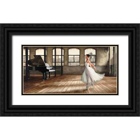 Dim light Ballerina  Black Ornate Wood Framed Art Print with Double Matting by Benson, Pierre