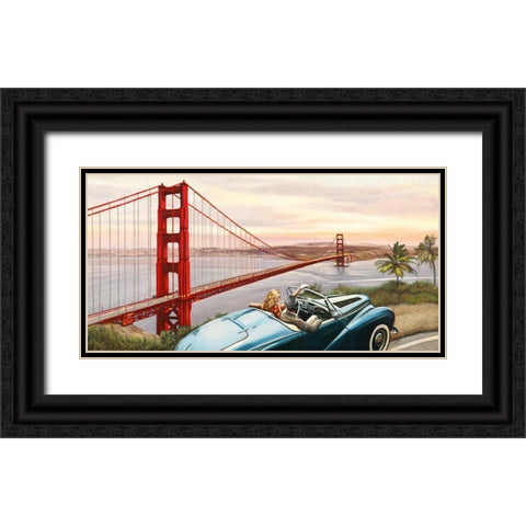 Golden Gate View Black Ornate Wood Framed Art Print with Double Matting by Benson, Pierre