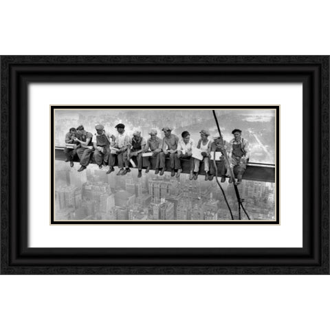 New York Construction Workers Lunching on a Crossbeam 1932 Black Ornate Wood Framed Art Print with Double Matting by Ebbets, Charles C.