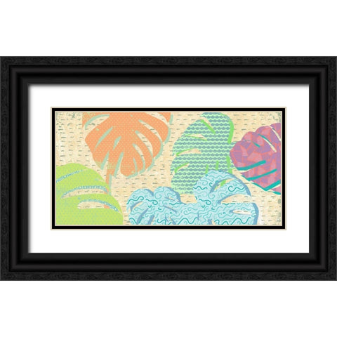 Leaves DÃ©cor Black Ornate Wood Framed Art Print with Double Matting by Grant, Eve C.
