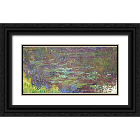 Waterlilies at Sunset Black Ornate Wood Framed Art Print with Double Matting by Monet, Claude