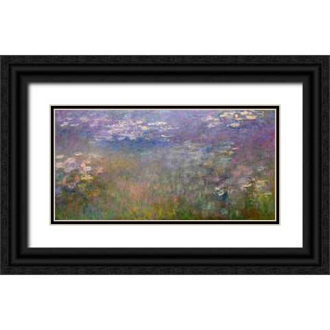Water Lilies Black Ornate Wood Framed Art Print with Double Matting by Monet, Claude