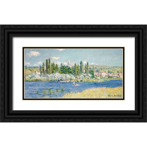 Vetheuil Black Ornate Wood Framed Art Print with Double Matting by Monet, Claude