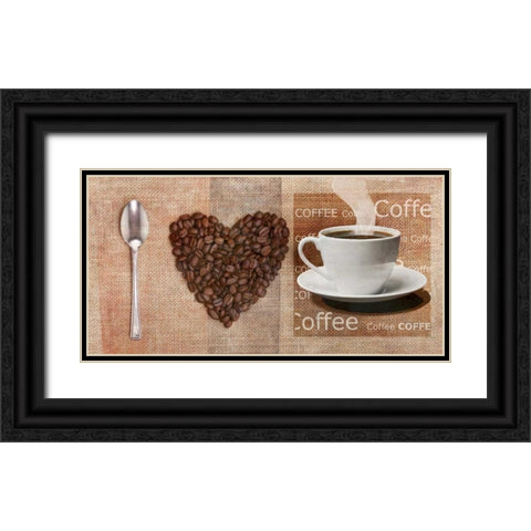 I Love Coffee Black Ornate Wood Framed Art Print with Double Matting by Teller, Skip