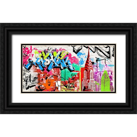 Pop Manhattan Black Ornate Wood Framed Art Print with Double Matting by Teller, Skip
