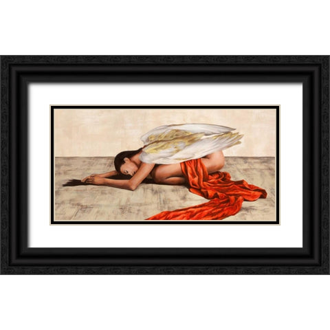 Reclined Angel (detail) Black Ornate Wood Framed Art Print with Double Matting by Duval, Sonya
