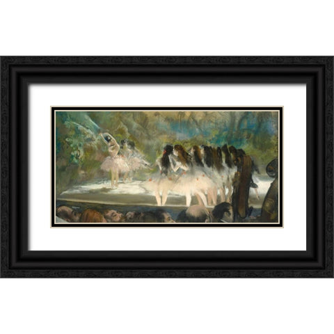 Ballet at the Paris Opera Black Ornate Wood Framed Art Print with Double Matting by Degas, Edgar