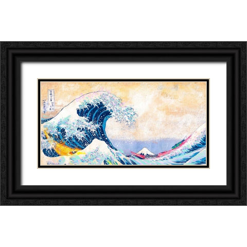 Hokusais Wave 2.0 (detail) Black Ornate Wood Framed Art Print with Double Matting by Chestier, Eric