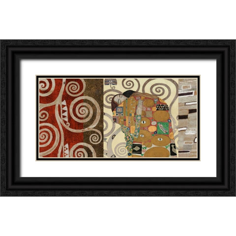 The Embrace-Pewter Black Ornate Wood Framed Art Print with Double Matting by Klimt, Gustav