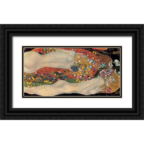 Sea Serpents Black Ornate Wood Framed Art Print with Double Matting by Klimt, Gustav