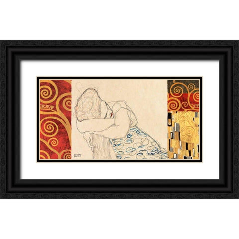 Woman Resting Black Ornate Wood Framed Art Print with Double Matting by Klimt, Gustav