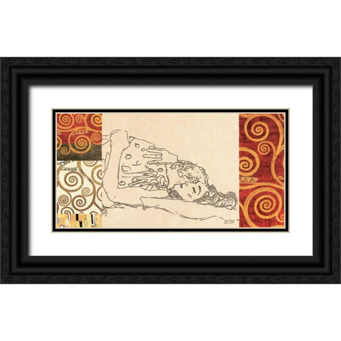 Lovers Black Ornate Wood Framed Art Print with Double Matting by Klimt, Gustav