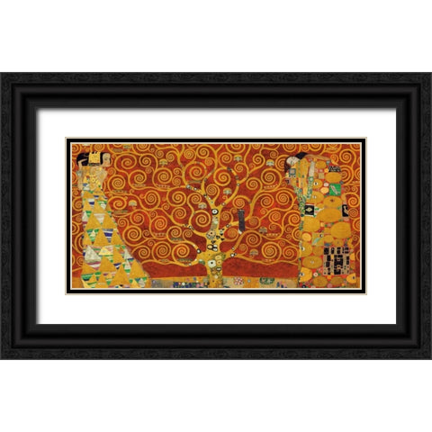 Tree of Life-Red Black Ornate Wood Framed Art Print with Double Matting by Klimt, Gustav