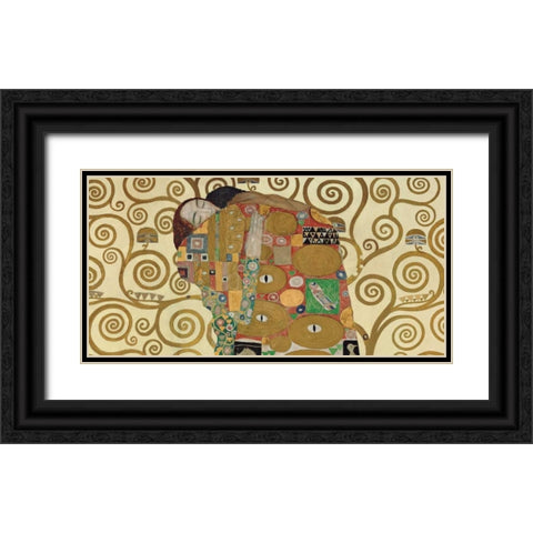 The Embrace Black Ornate Wood Framed Art Print with Double Matting by Klimt, Gustav