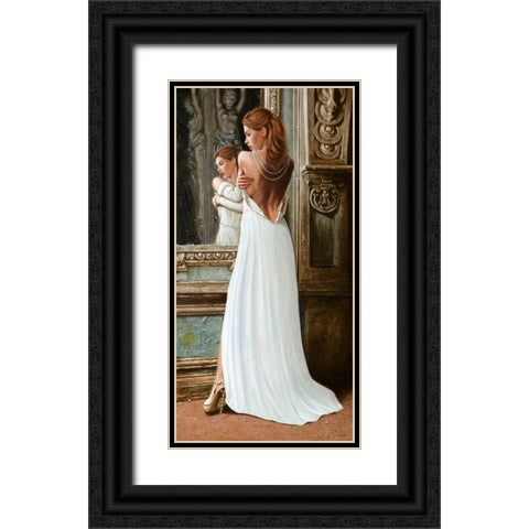 At the Mirror Black Ornate Wood Framed Art Print with Double Matting by Silver, John