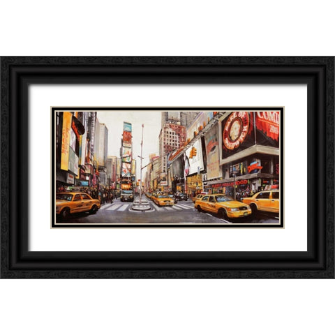 Times Square Perspective Black Ornate Wood Framed Art Print with Double Matting by Mannarini, John B.