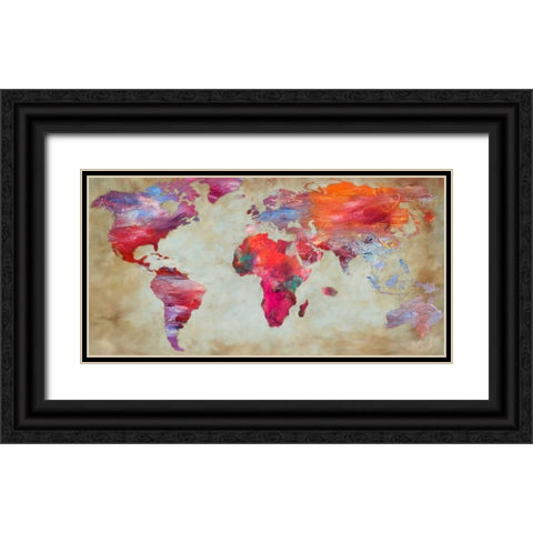 World in colors Black Ornate Wood Framed Art Print with Double Matting by Joannoo