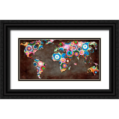 World in circles Black Ornate Wood Framed Art Print with Double Matting by Joannoo
