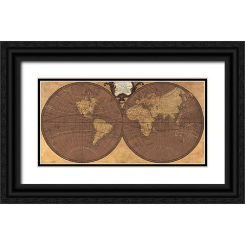 Gilded World Hemispheres II Black Ornate Wood Framed Art Print with Double Matting by Joannoo