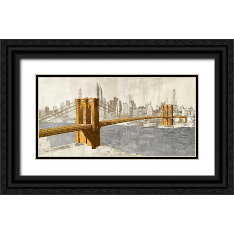 Gilded Brooklyn Bridge Black Ornate Wood Framed Art Print with Double Matting by Joannoo