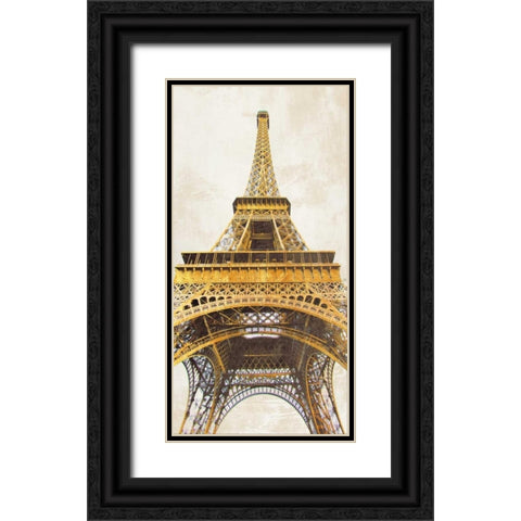 Gilded Eiffel Tower Black Ornate Wood Framed Art Print with Double Matting by Joannoo