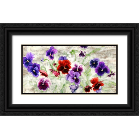 Field of Pansies Black Ornate Wood Framed Art Print with Double Matting by Thomlinson, Jenny