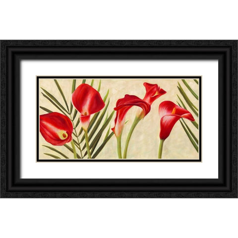 Red Callas Black Ornate Wood Framed Art Print with Double Matting by Thomlinson, Jenny