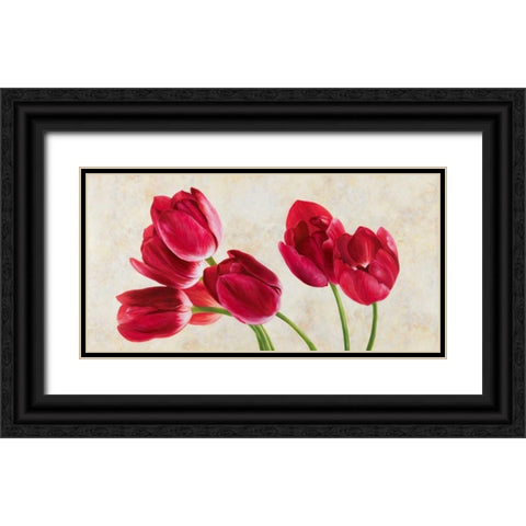 Tulip concerto Black Ornate Wood Framed Art Print with Double Matting by Villa, Luca