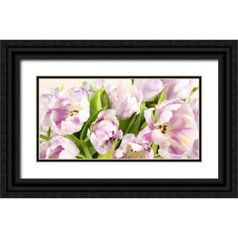 Tulipes en Fleur Black Ornate Wood Framed Art Print with Double Matting by Villa, Luca